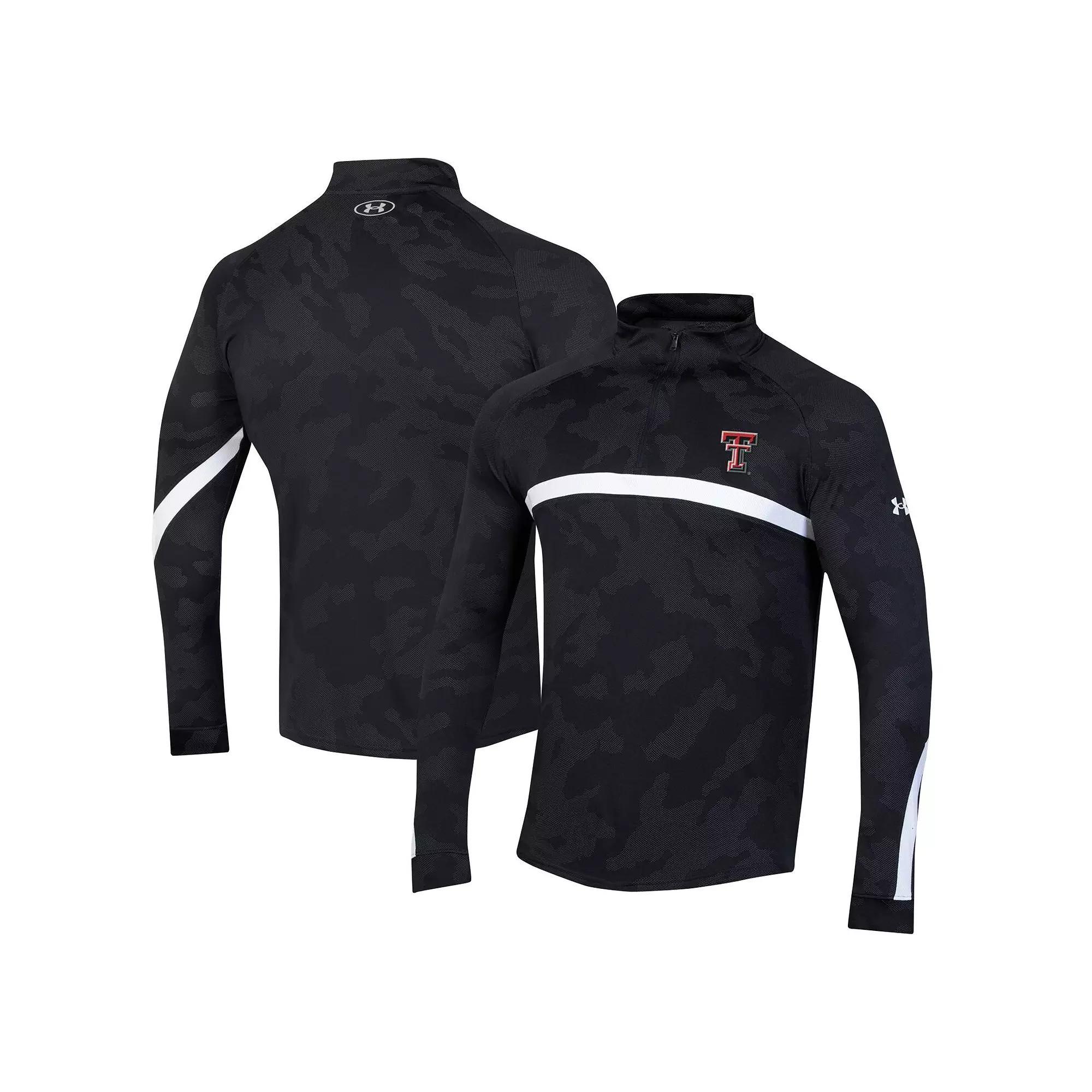 Men's Under Armour Black Texas Tech Red Raiders Game Day Camo Raglan Quarter-Zip Top,  Product Image