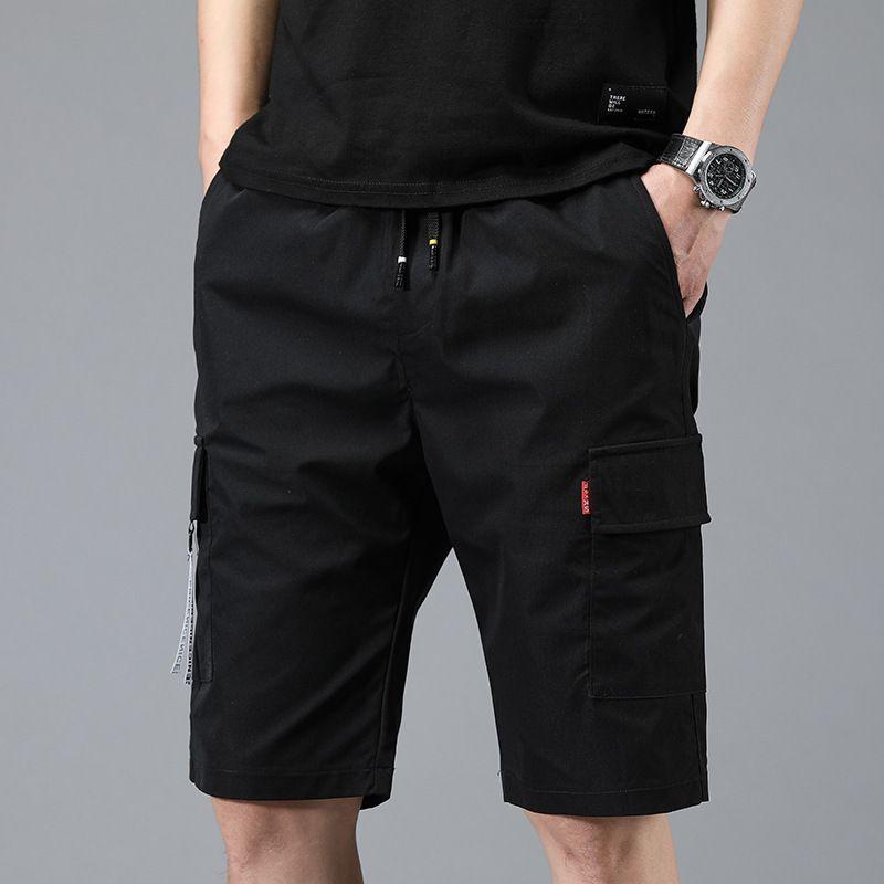 Lettering Strap Drawstring Cargo Shorts Product Image