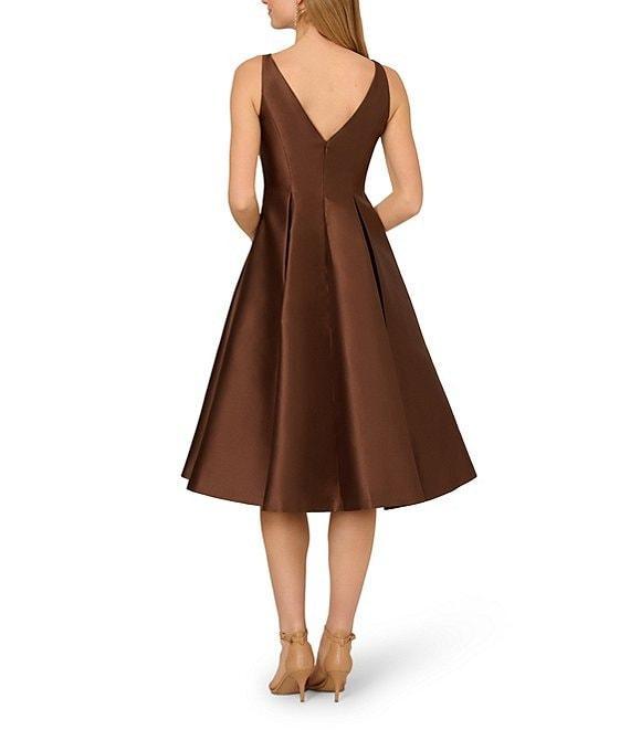 Adrianna Papell Boat Neck Sleeveless A-Line Taffeta Dress Product Image