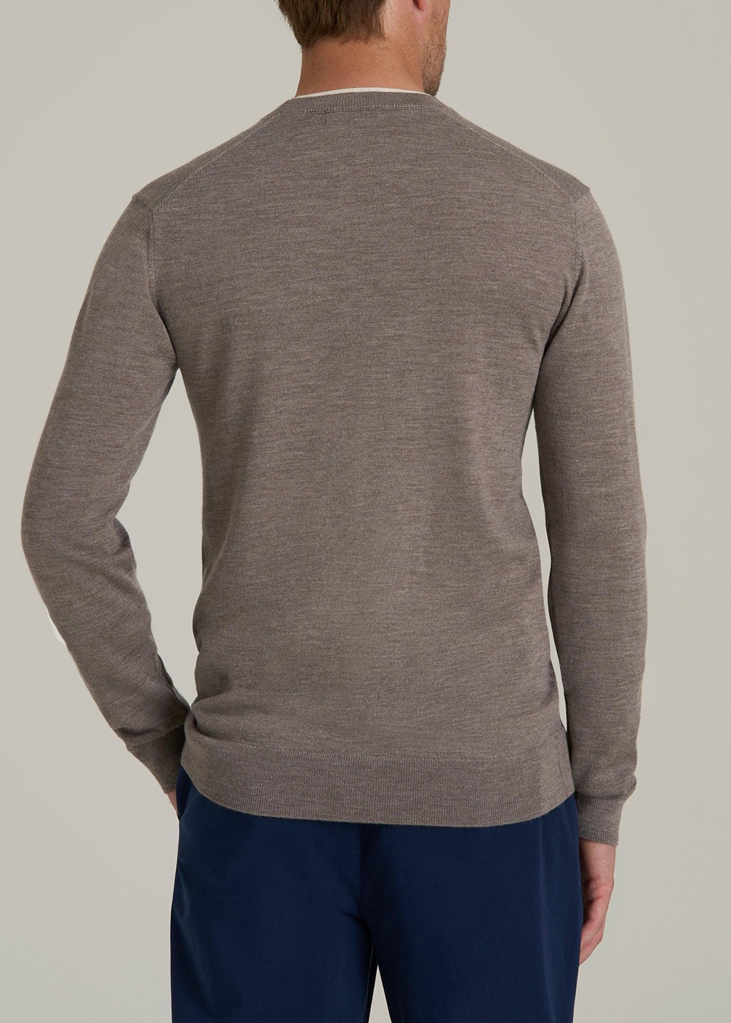Merino Wool Crewneck Tip Sweater for Tall Men in Pinecone Male Product Image