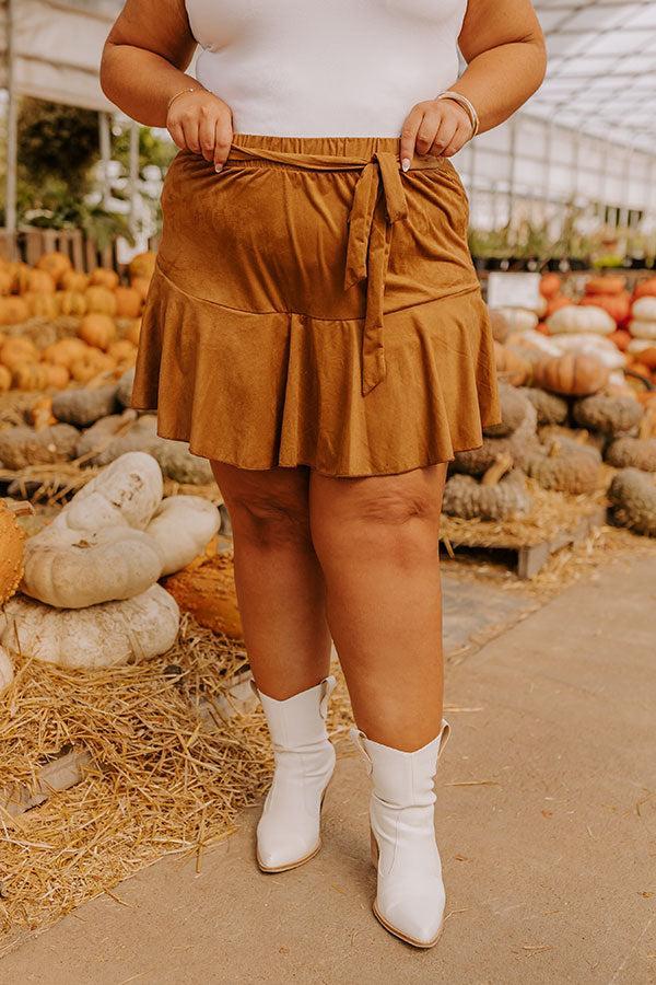 The Arlet High Waist Faux Suede Skort Curves Product Image