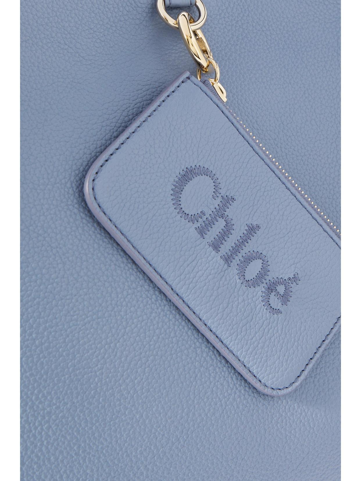 CHLOÉ Sense Textured-leather Tote In Shady Cobalt Product Image