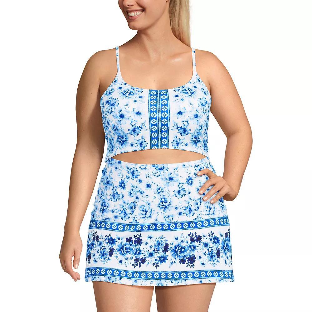 Plus Size Lands' End Tugless Monokini Swim Dress Swimsuit, Women's, Size: 20 W, White Mosaic Floral Product Image