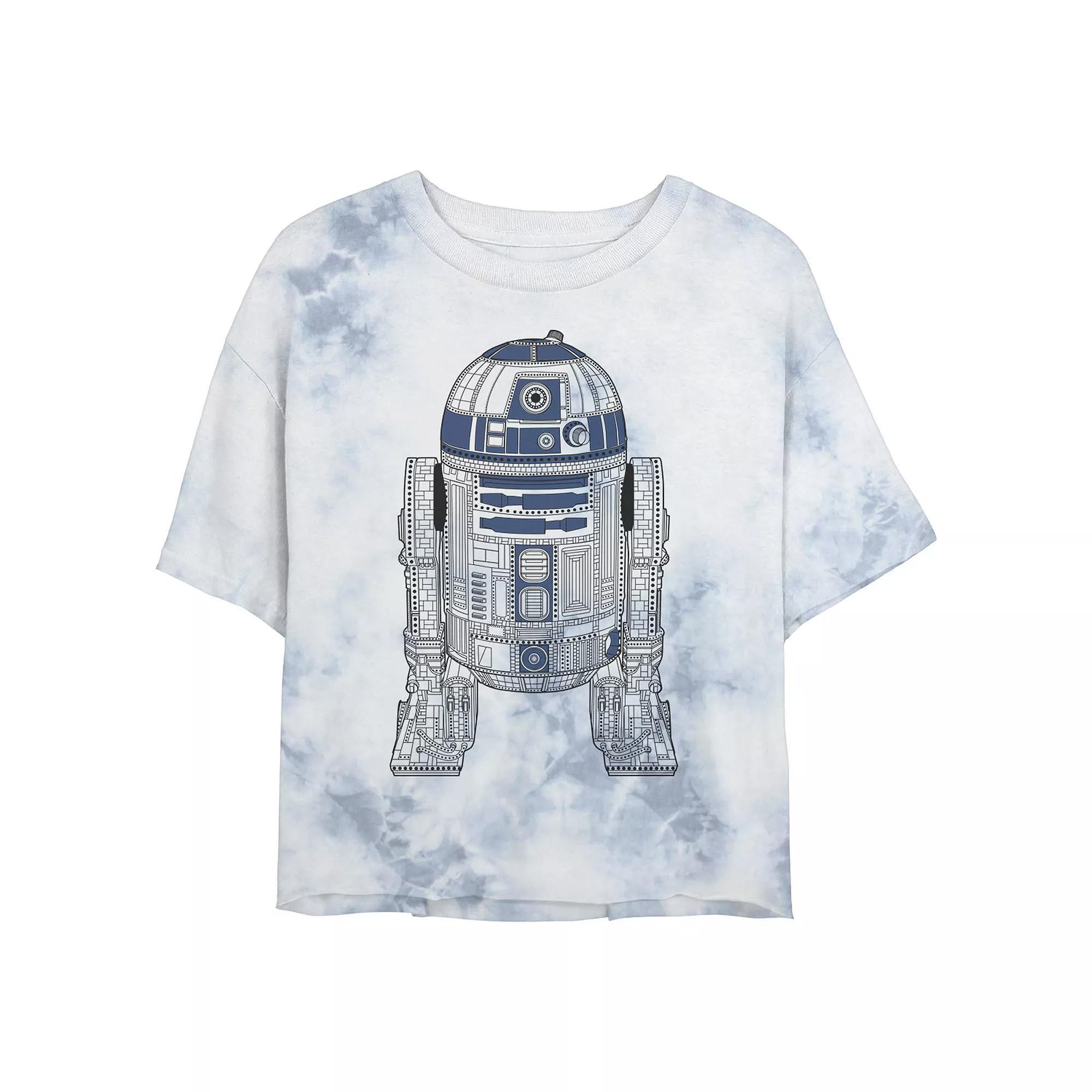 Juniors' Star Wars: R2-D2 Outline Wash Graphic Crop Tee, Women's,  Product Image