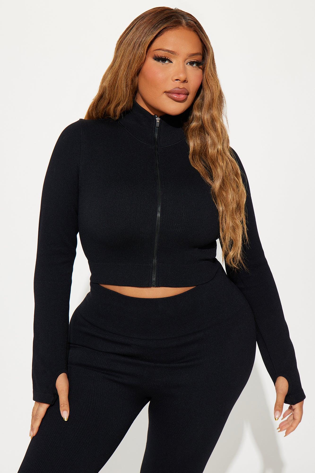 Effortless Ribbed Jacket - Black Product Image