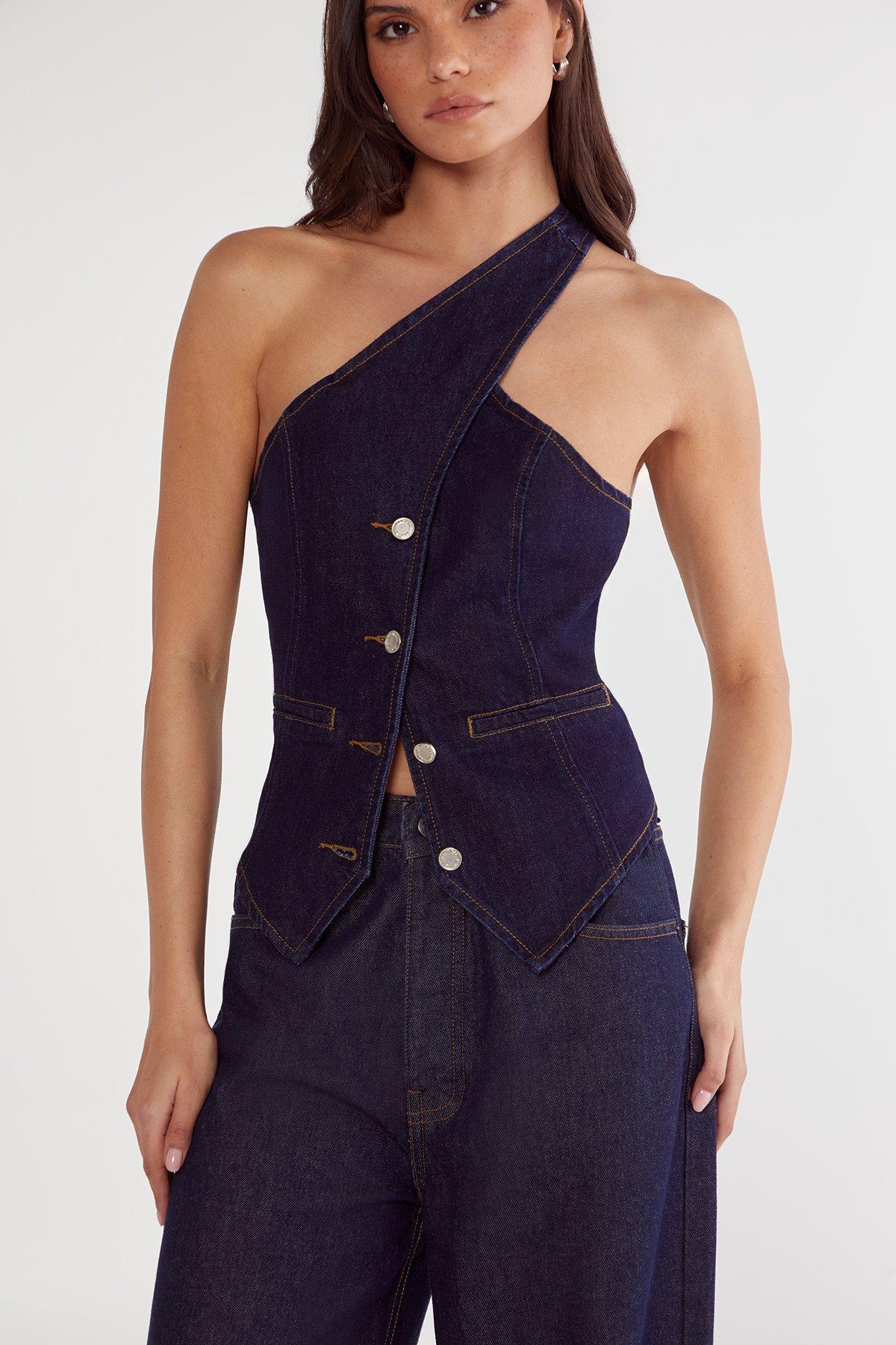 Denim Asymmetric Top Product Image