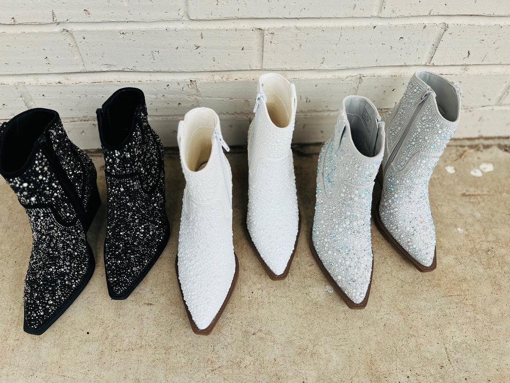 Pearl "Kady" White Rhinestone Booties* Product Image