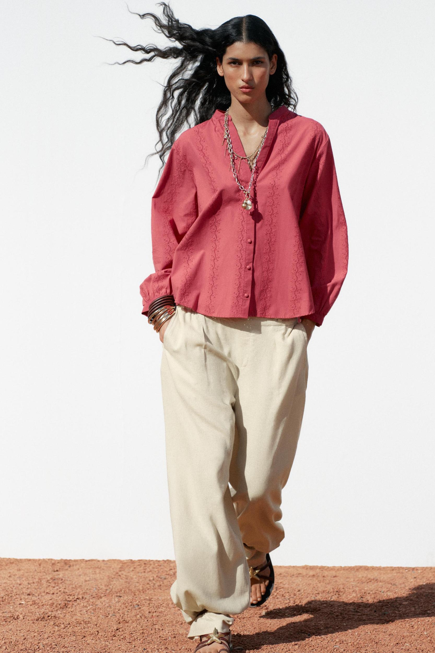 EMBROIDERED EYELET BLOUSE Product Image