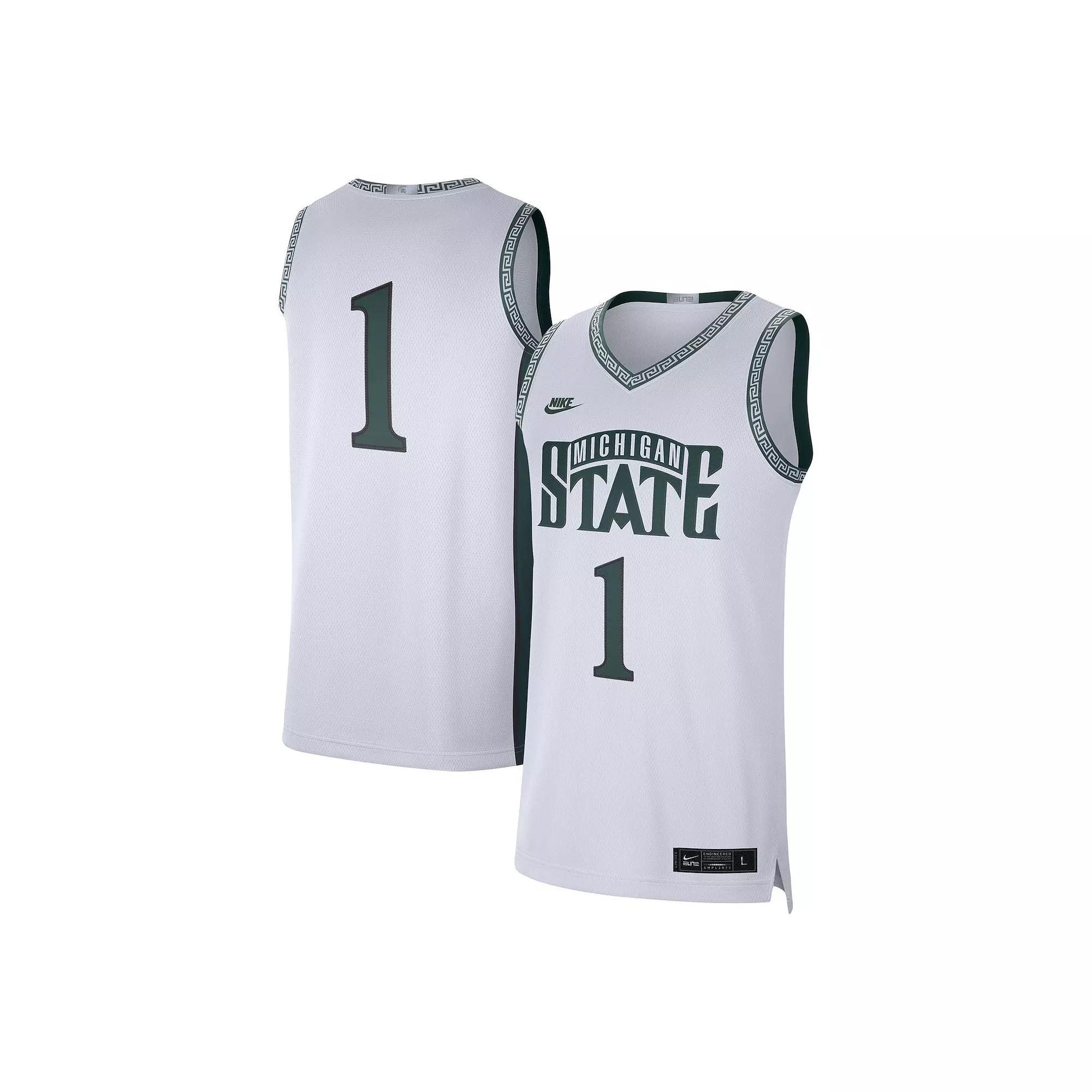 Men's Jordan Brand #1 White Michigan State Spartans Limited Authentic Jersey, Size: XL Product Image