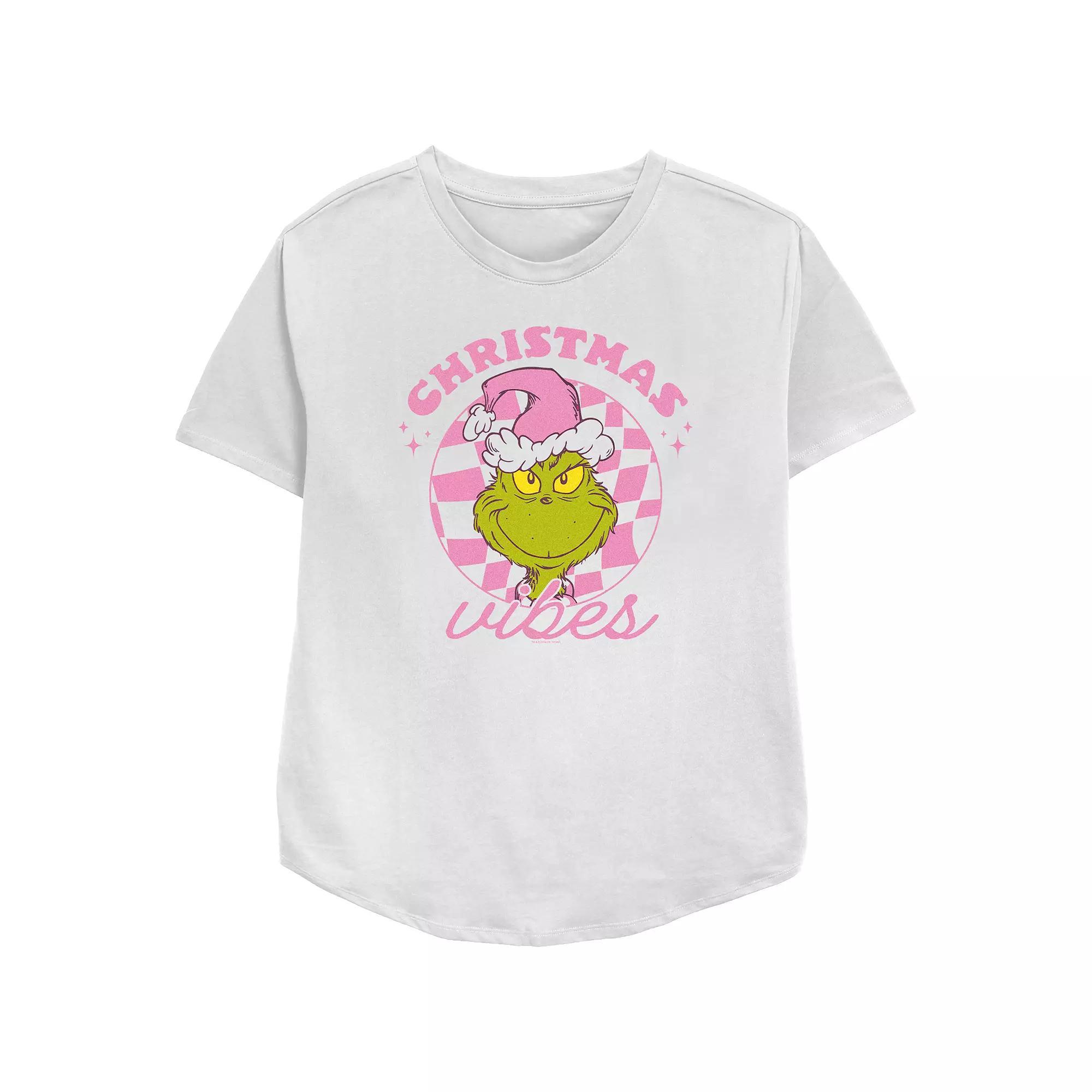 Women's Dr. Seuss Grinch Christmas Vibes Relaxed Fit Graphic Tee,  Product Image