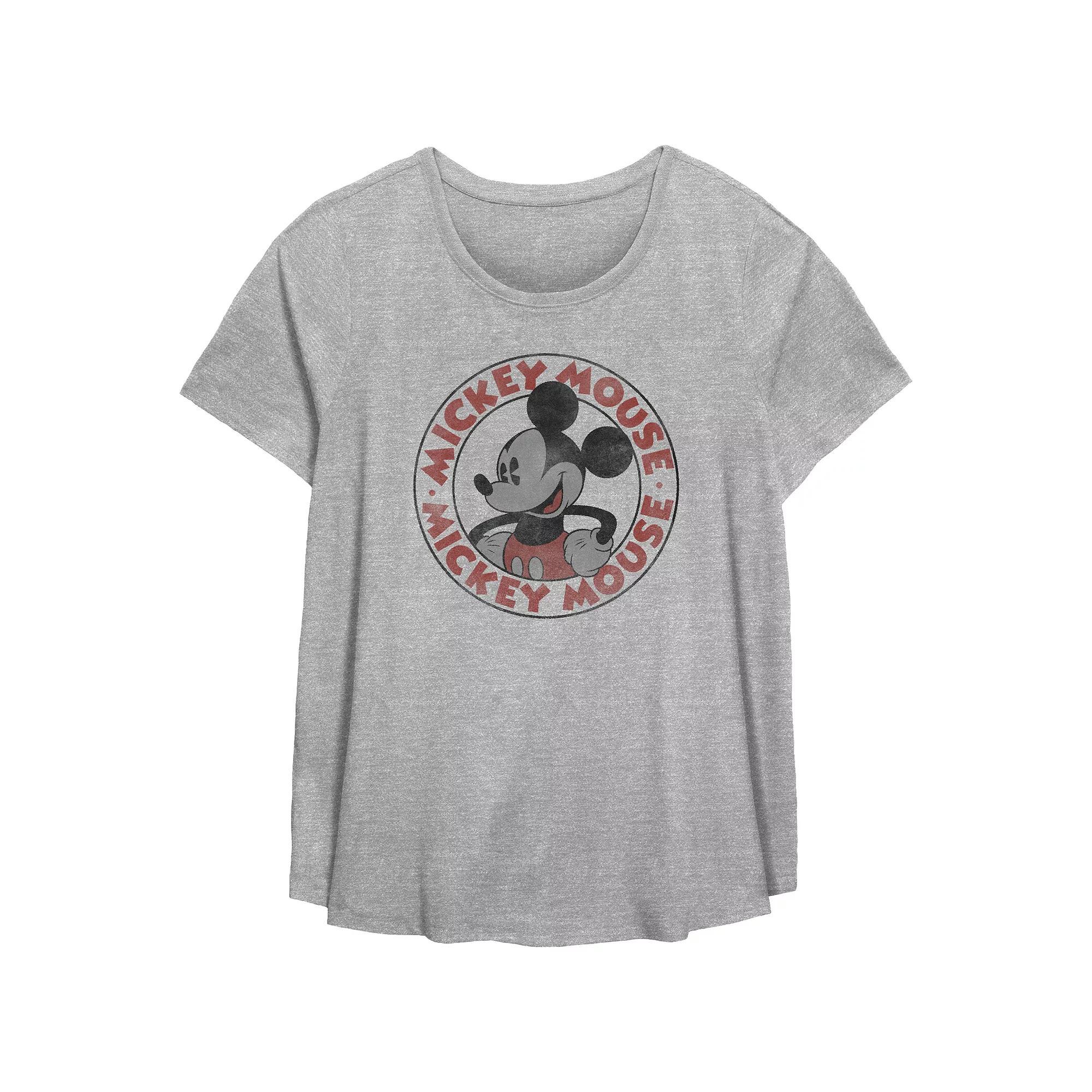 Disney's Mickey Mouse Vintage Stamp Plus Size Flowy Graphic Tee, Women's, Size: 5XL, Grey Gray Product Image
