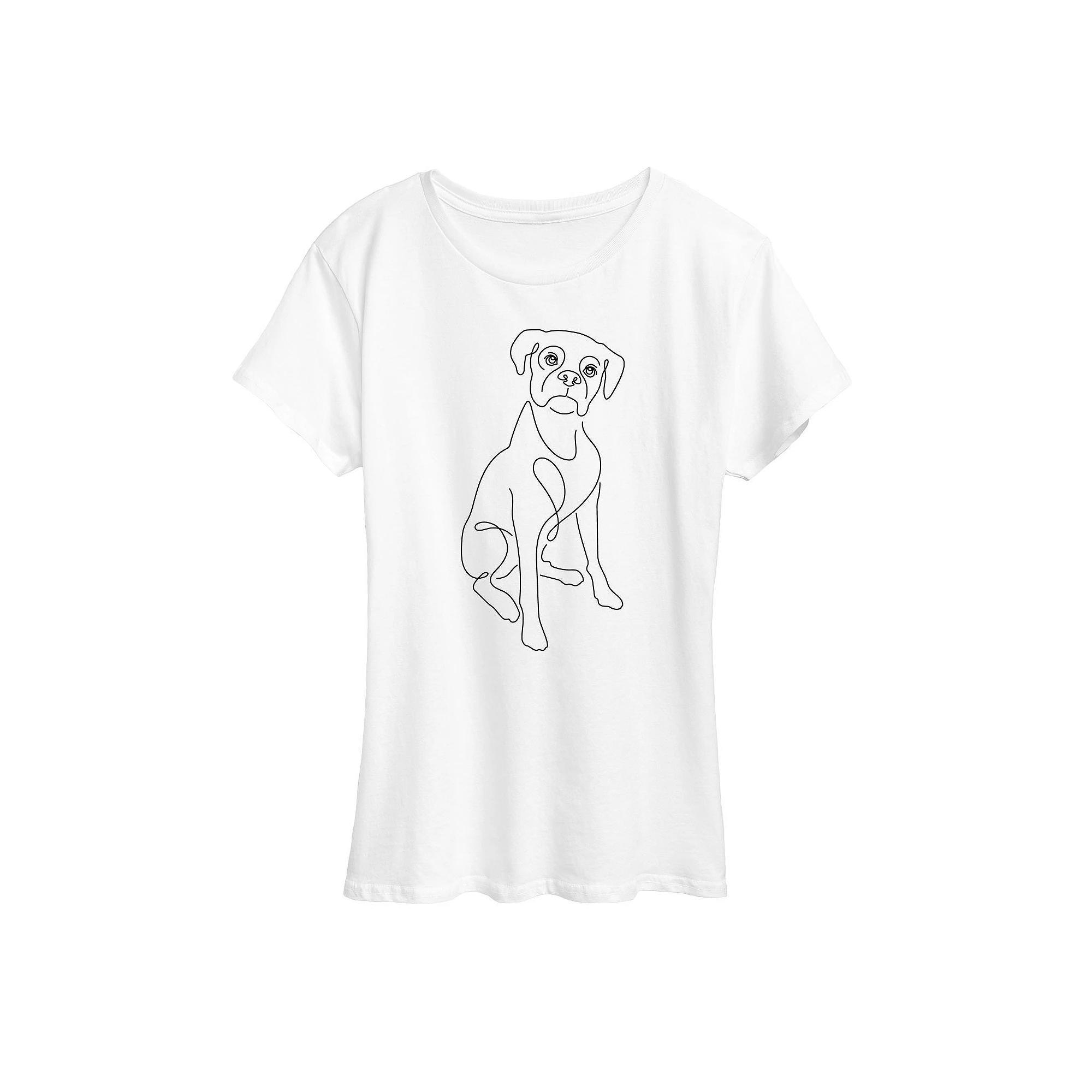 Women's Simple Line Drawing Of Dog Graphic Tee,  Product Image