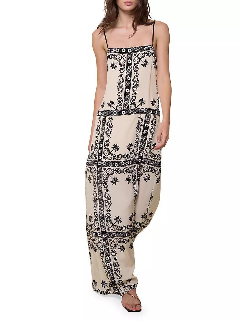 Reinvention Printed Silk Plunge-Back Maxi Dress Product Image