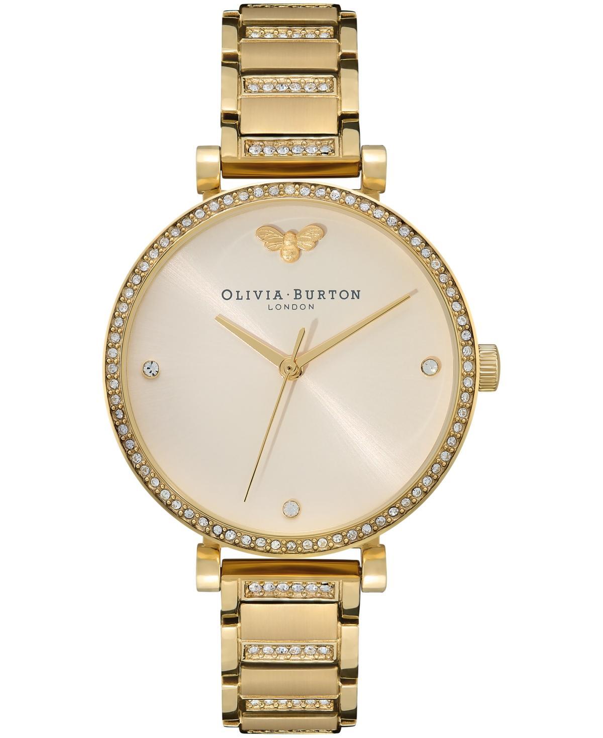 Olivia Burton T-Bar Quartz Analog Nude Dial Gold Stainless Steel Crystal Bracelet Watch Product Image