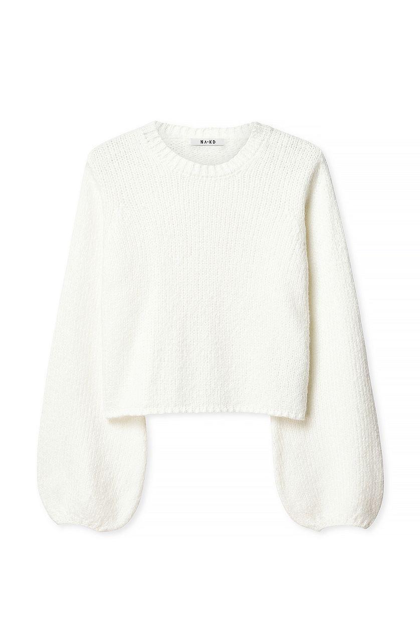 Knitted Open Back Balloon Sleeve Sweater Product Image