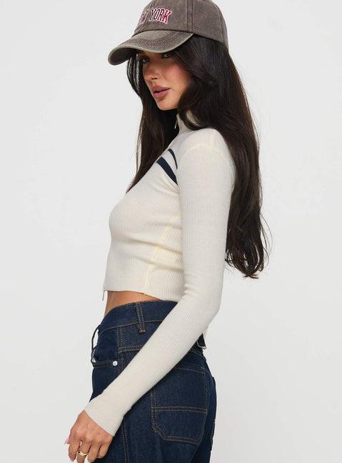 Slow It Down Long Sleeve Top Cream Product Image