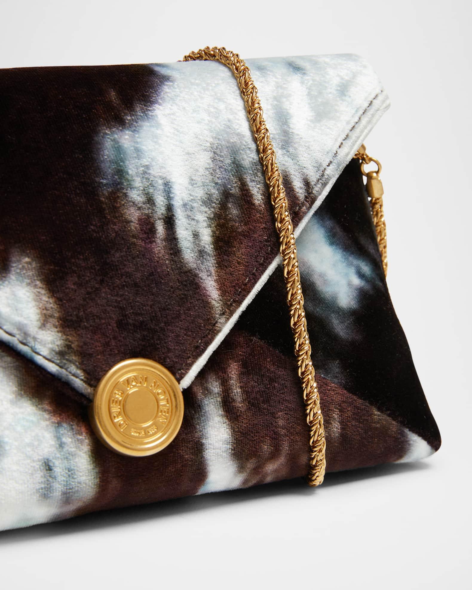 Small Cowhide-Print Viscose Envelope Clutch Bag Product Image
