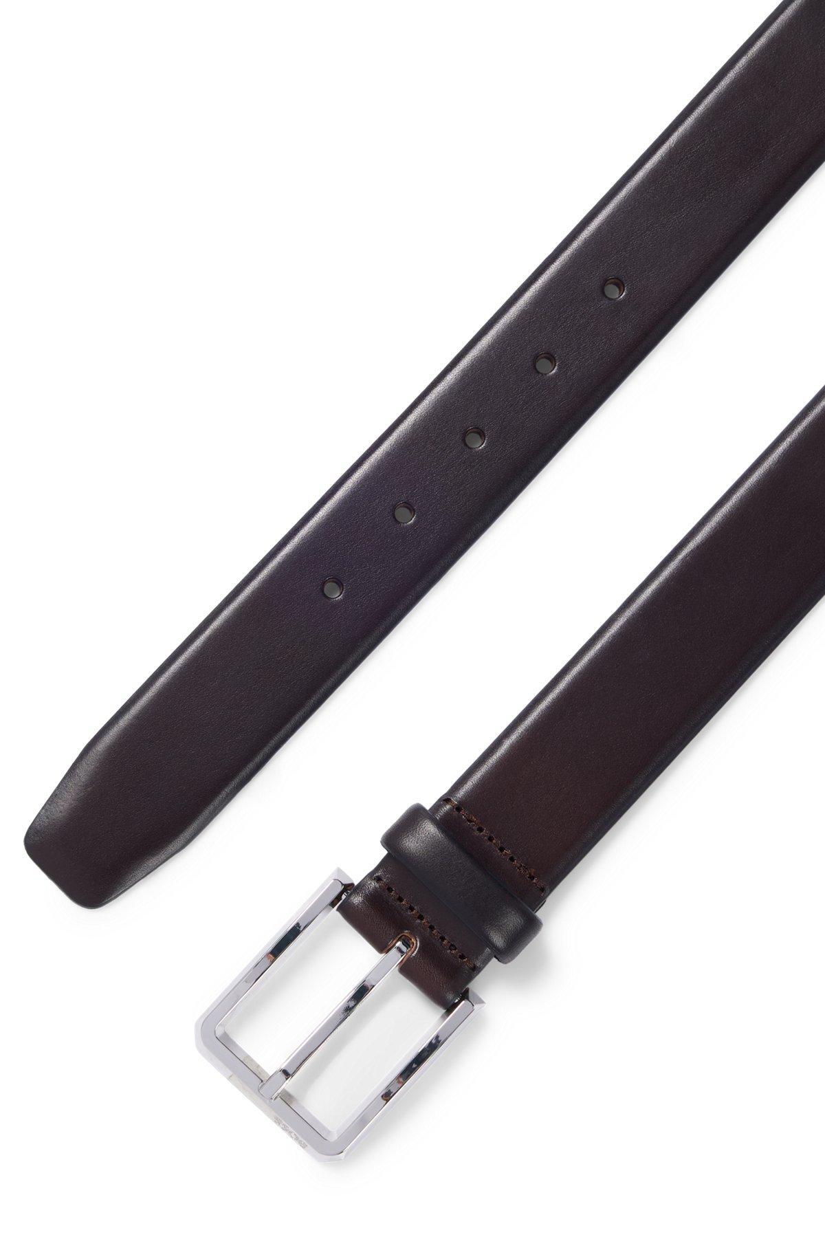 Italian-leather belt with polished gunmetal buckle Product Image