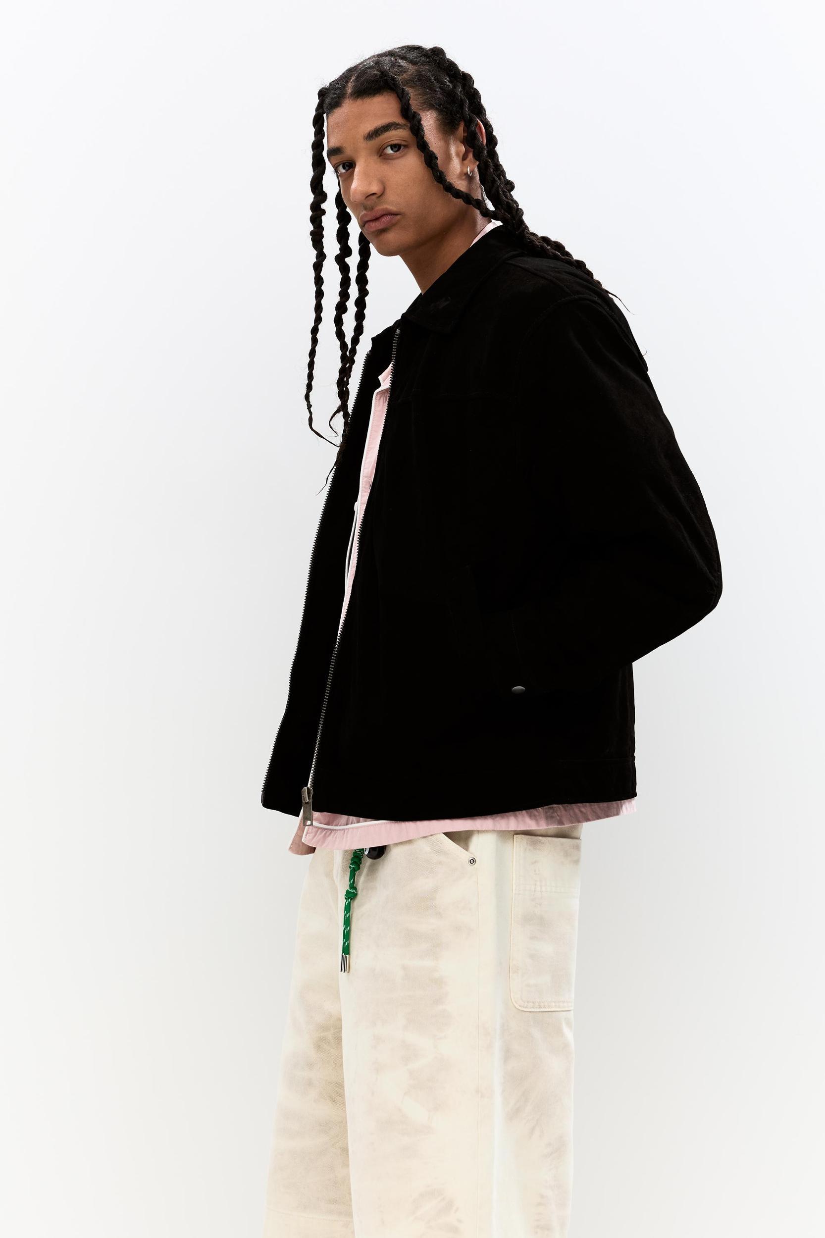 Black faux suede jacket Product Image