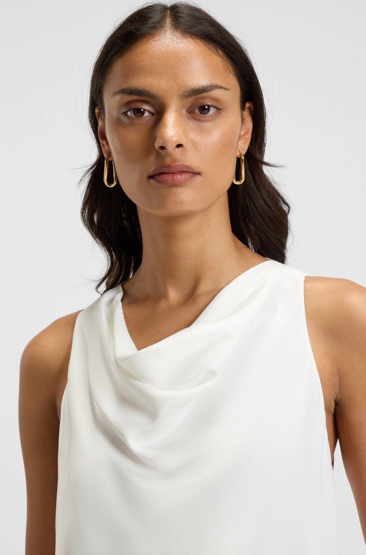 Sleeveless top in satin with draped neckline Product Image