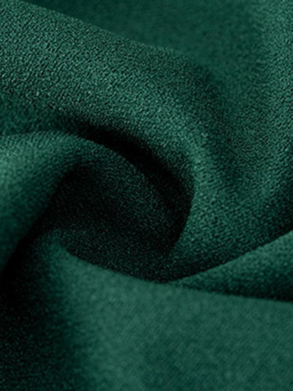 Loose Puff Sleeves Pleated Solid Color Split-Joint Round-Neck Mini Dresses Product Image