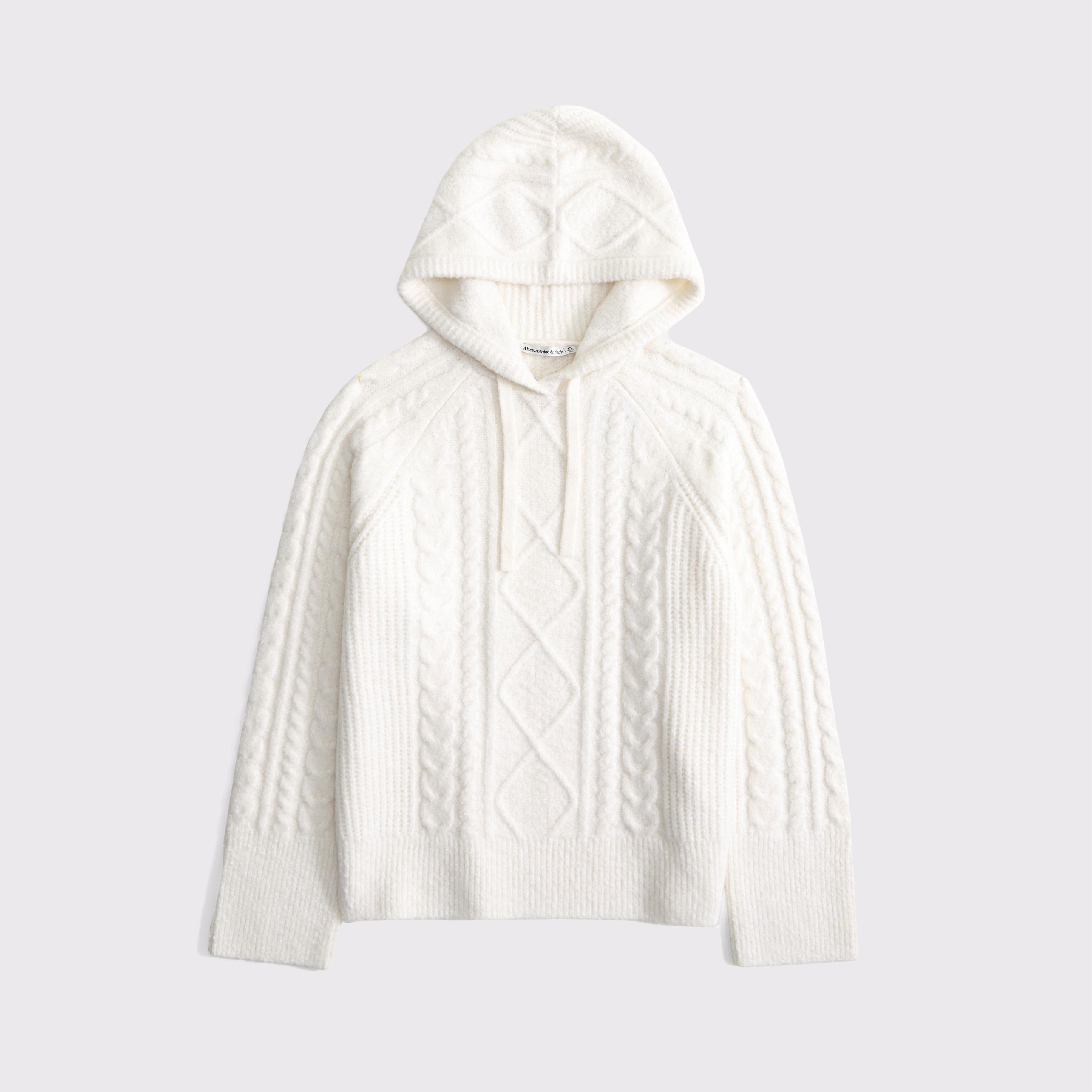 Boucle Cable-Knit Hoodie Product Image