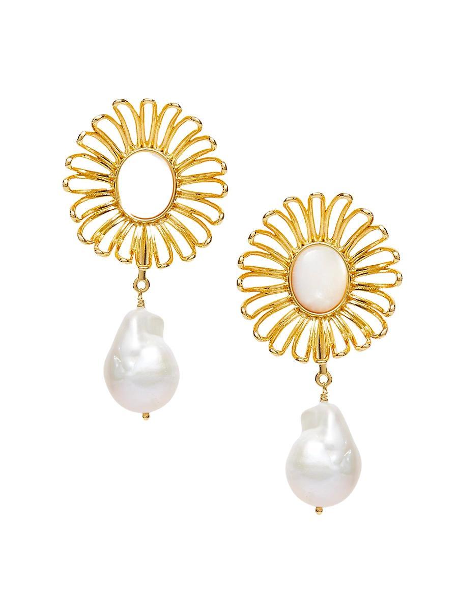 Womens The Met X Lele Sadoughi Renoir Daisy 14K Gold-Plated & Faux Pearl Drop Earrings Product Image