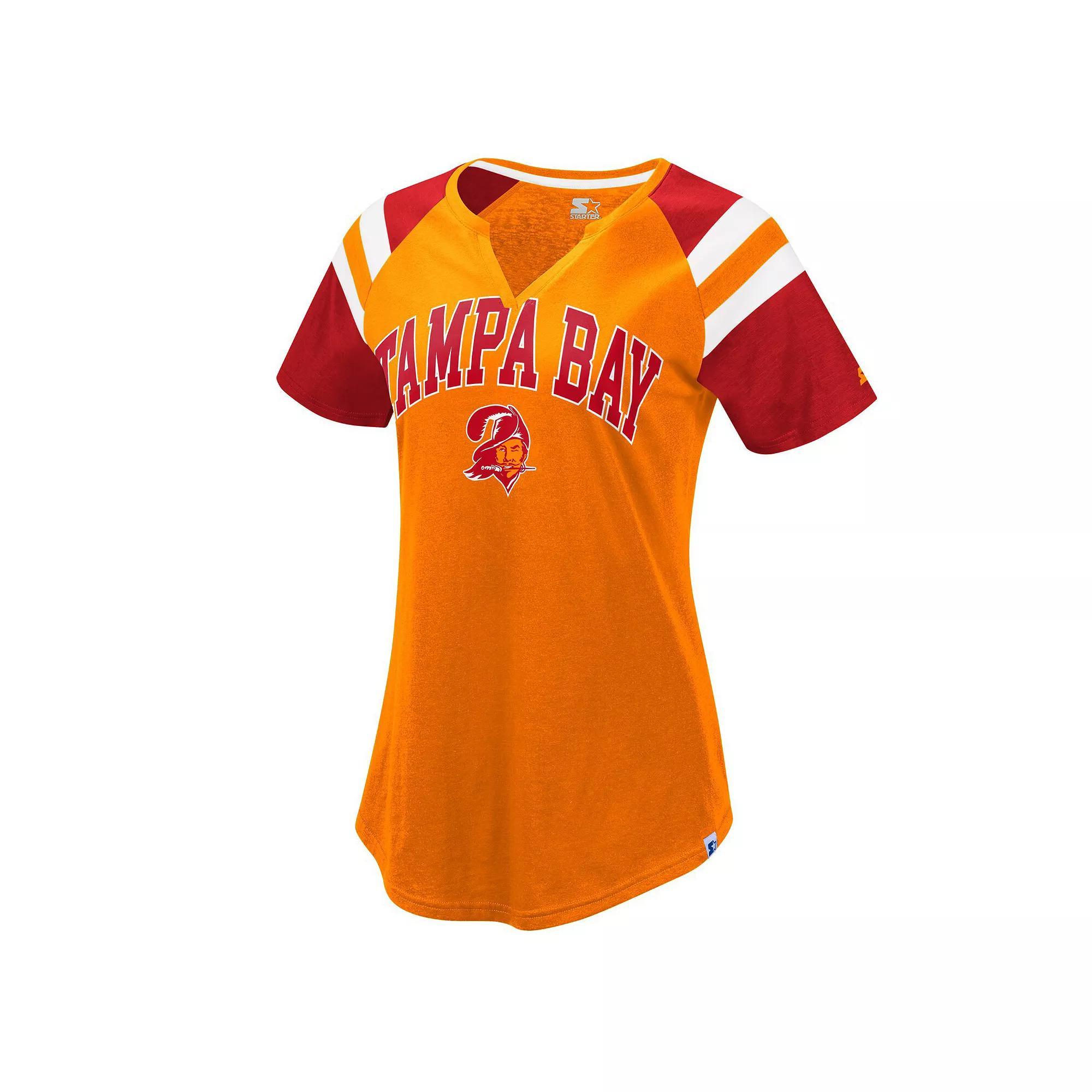 Women's Starter  Orange Tampa Bay Buccaneers Game On Notch Neck Raglan T-Shirt, Size: XL Product Image
