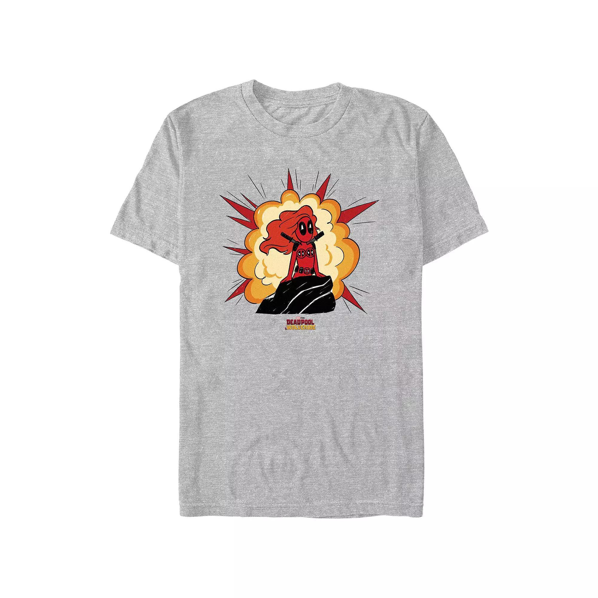 Men's Deadpool And Wolverine Little Mermaid Parody Graphic Tee, Size: XS, Athletic Grey Product Image