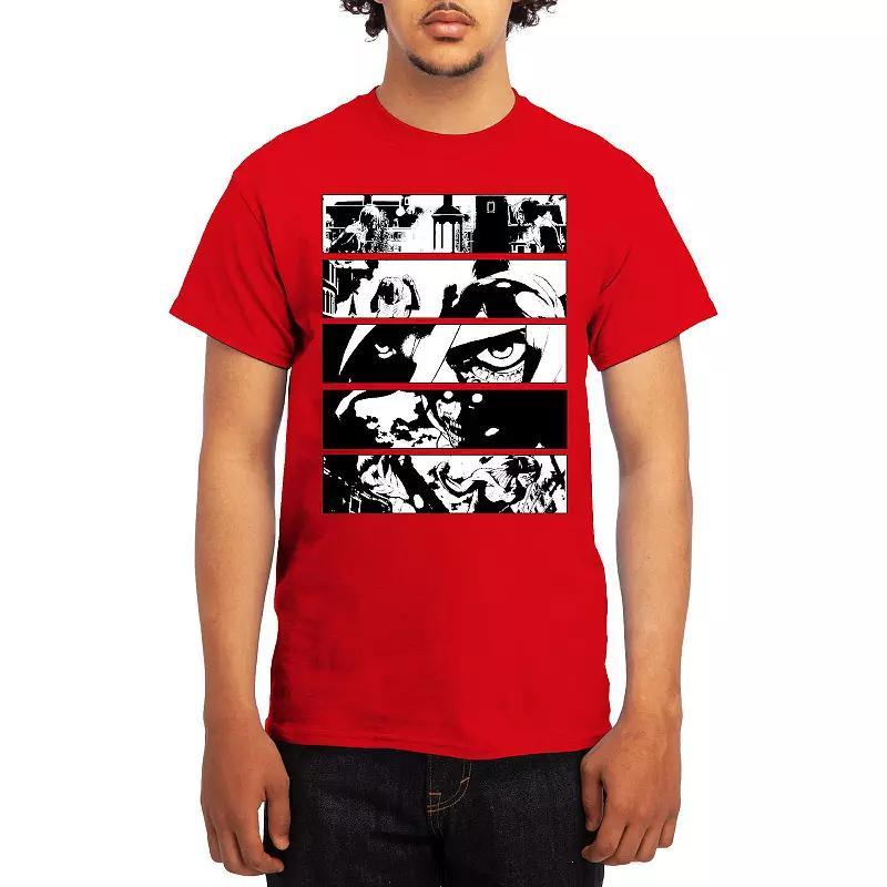 Men's Attack on Titan Black & White Battle Layout Tee, Size: Small, Grey Product Image