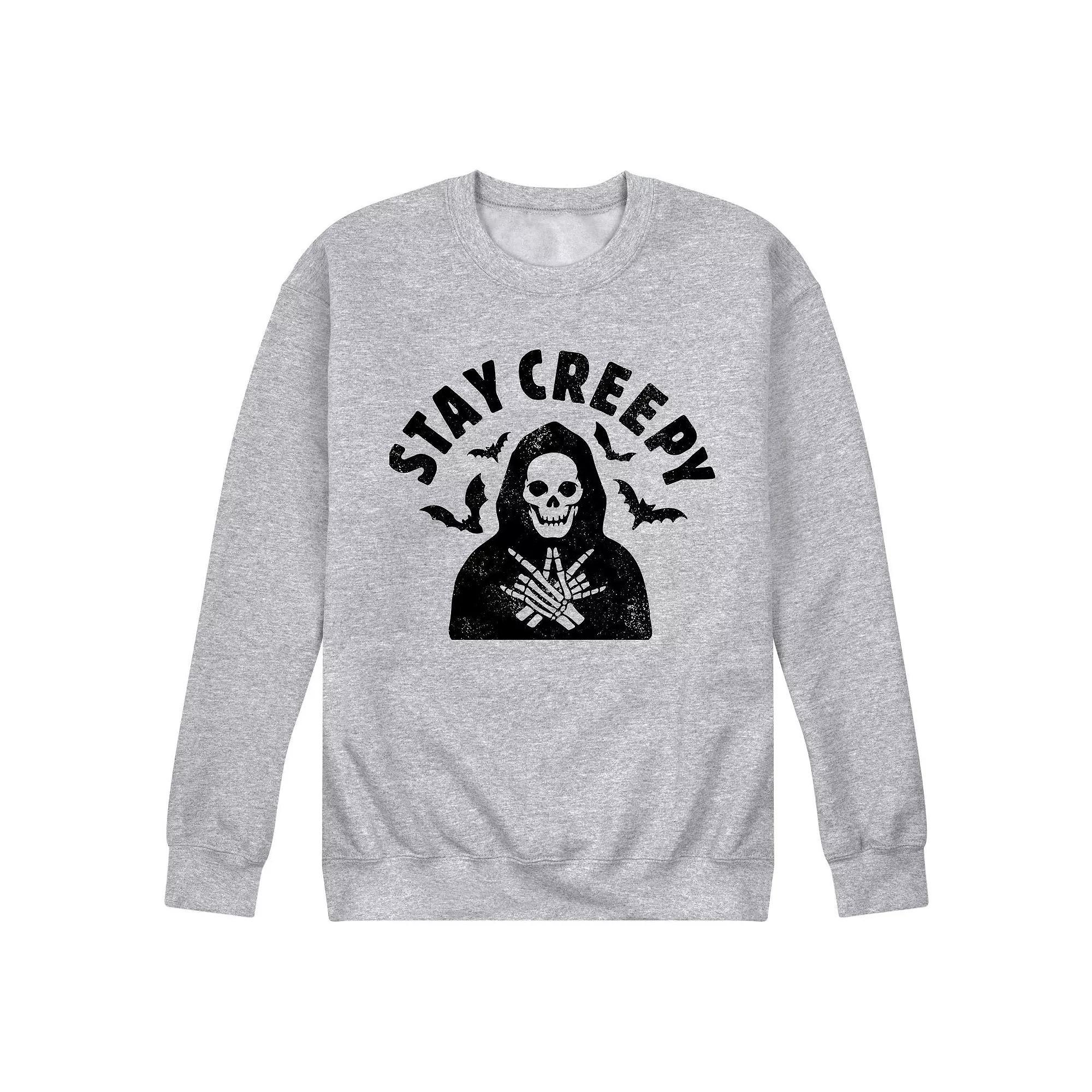 Men's Stay Creepy Skeleton Sweatshirt, Size: Large, Gray Product Image