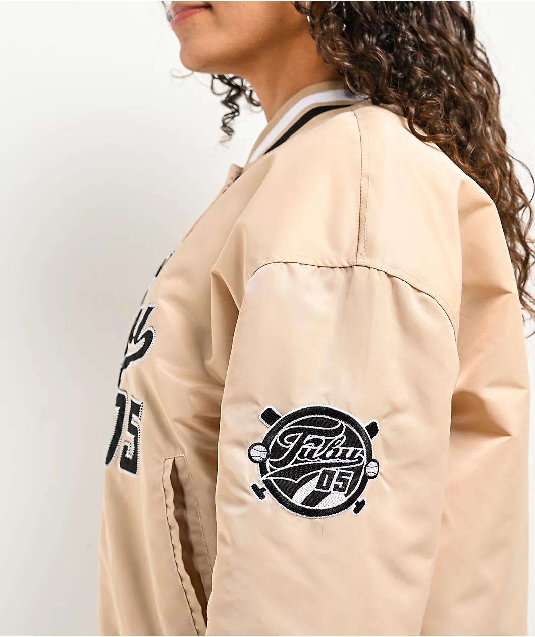 FUBU Logo Beige Varsity Jacket Product Image