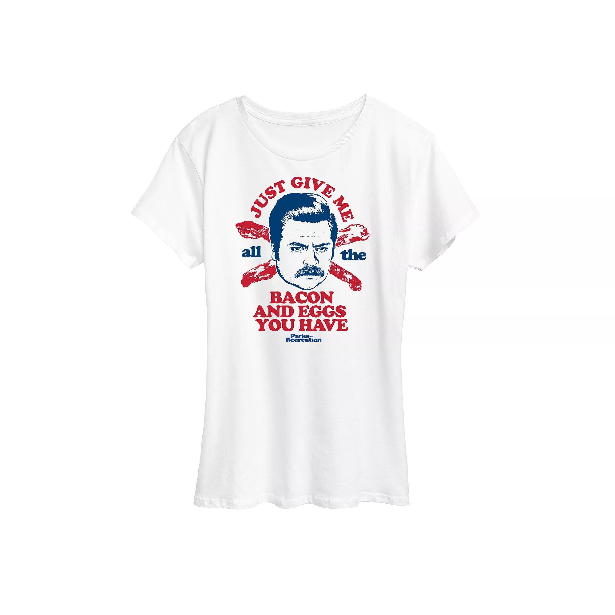 Women's Parks & Rec Ron Bacon Eggs Graphic Tee, Girl's,  Product Image