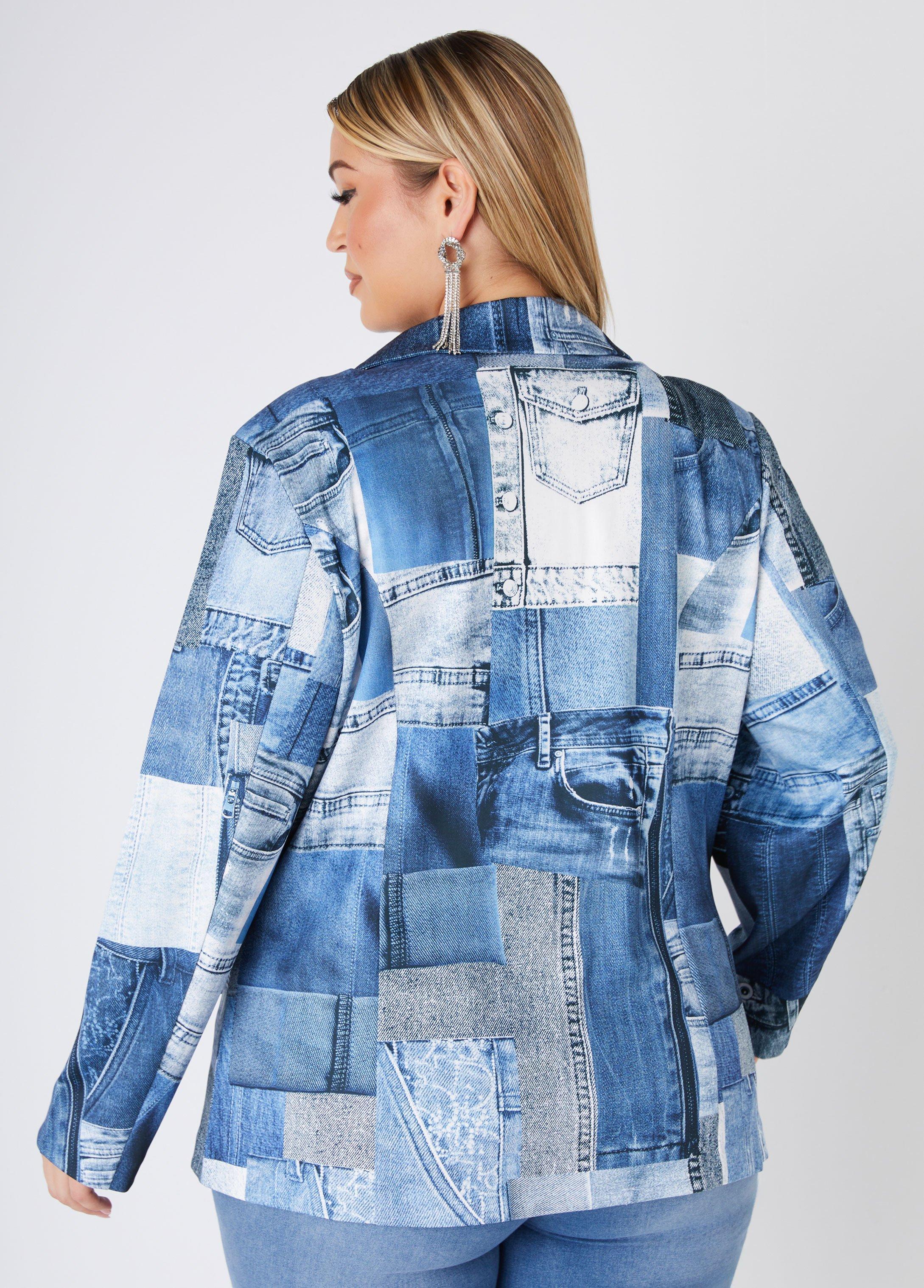 Denim Print Blazer Product Image