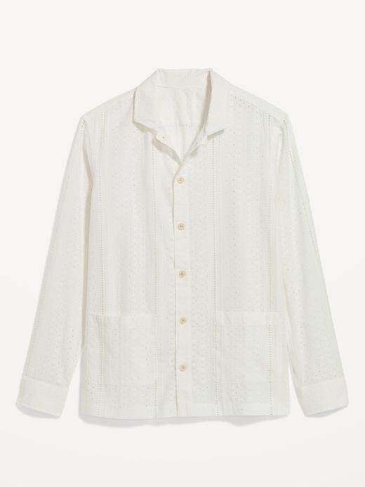 Button-Front Eyelet Shirt Product Image