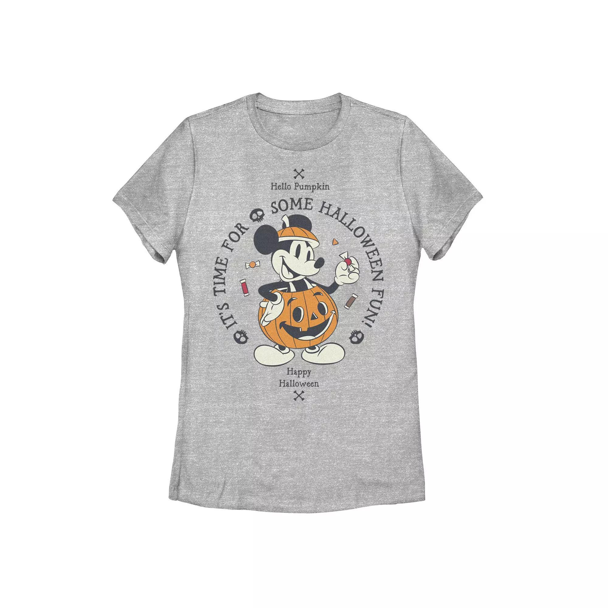 Disney's Mickey Mouse Juniors' Pumpkin Costume Halloween Fun Graphic Tee, Girl's, Size: XXL, Athletic Grey Product Image