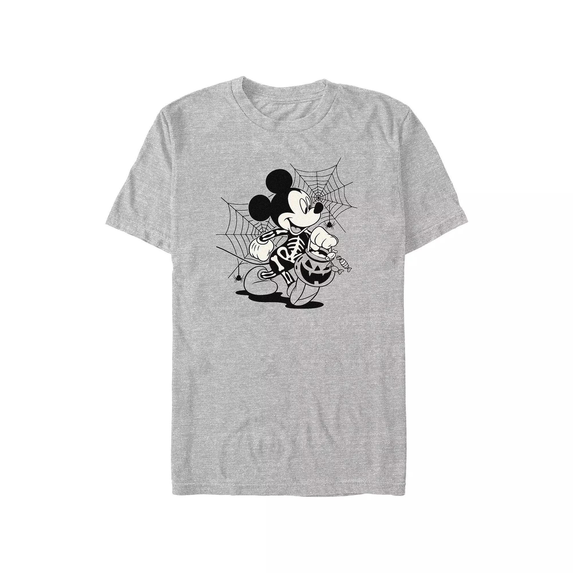 Disney's Mickey Mouse Skeleton Costume Trick Or Treating Men's Graphic Tee, Size: 3XL Tall, Athletic Grey Product Image