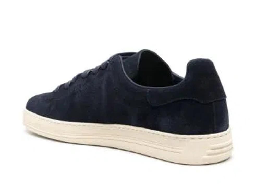 TOM FORD Navy Suede Lace-up Sneakers Product Image