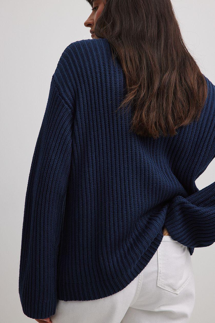 High Neck Zipped Knitted Sweater Product Image