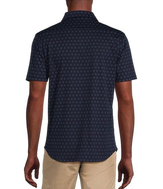 Cremieux Blue Label Geo Print Cotton Interlock Short Sleeve Coatfront Shirt Product Image