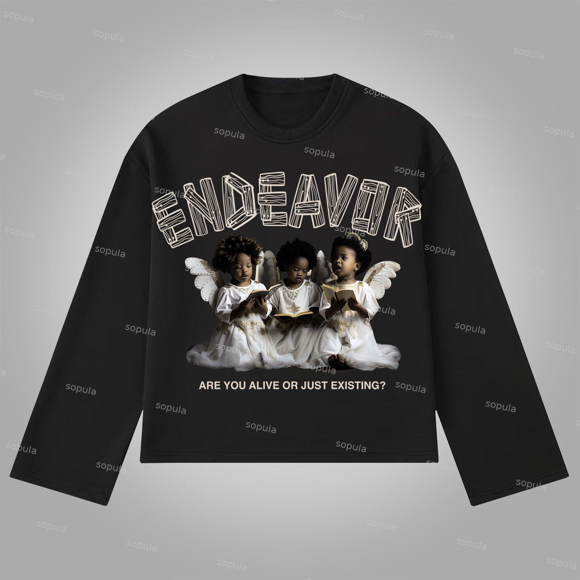 Sopula Are You Alive Or Just Existing Printed Graphics Cotton Long Sleeve T-Shirt Product Image