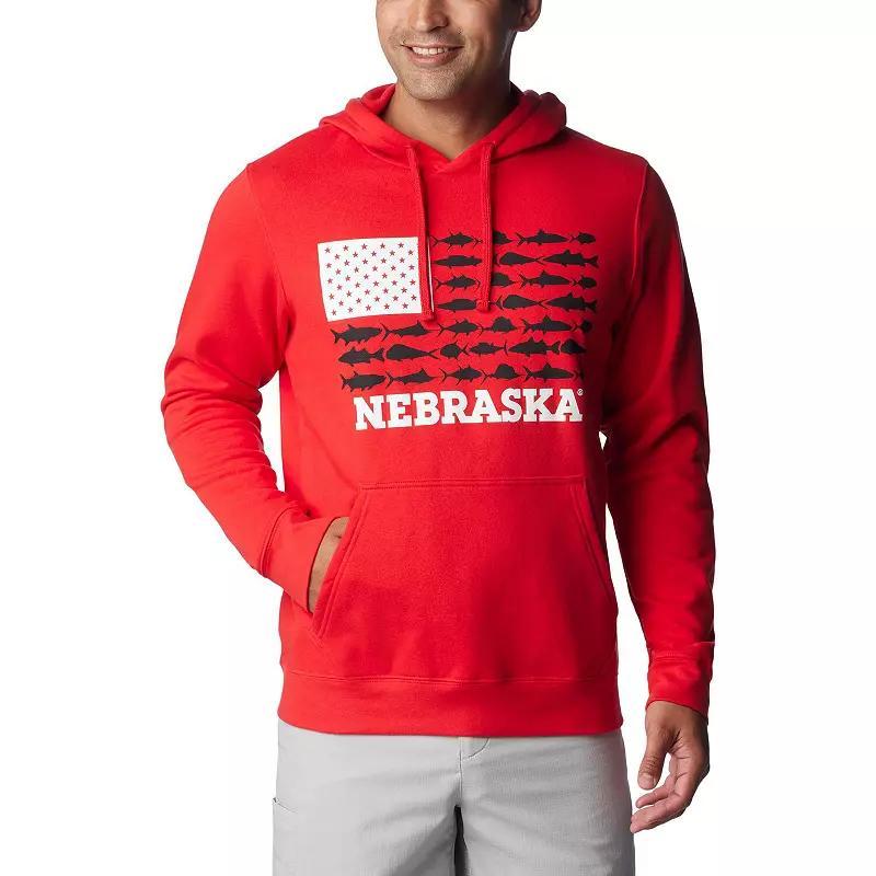 Men's Columbia Scarlet Nebraska Huskers PFG Fish Flag II Pullover Hoodie, Size: Large, Red Product Image