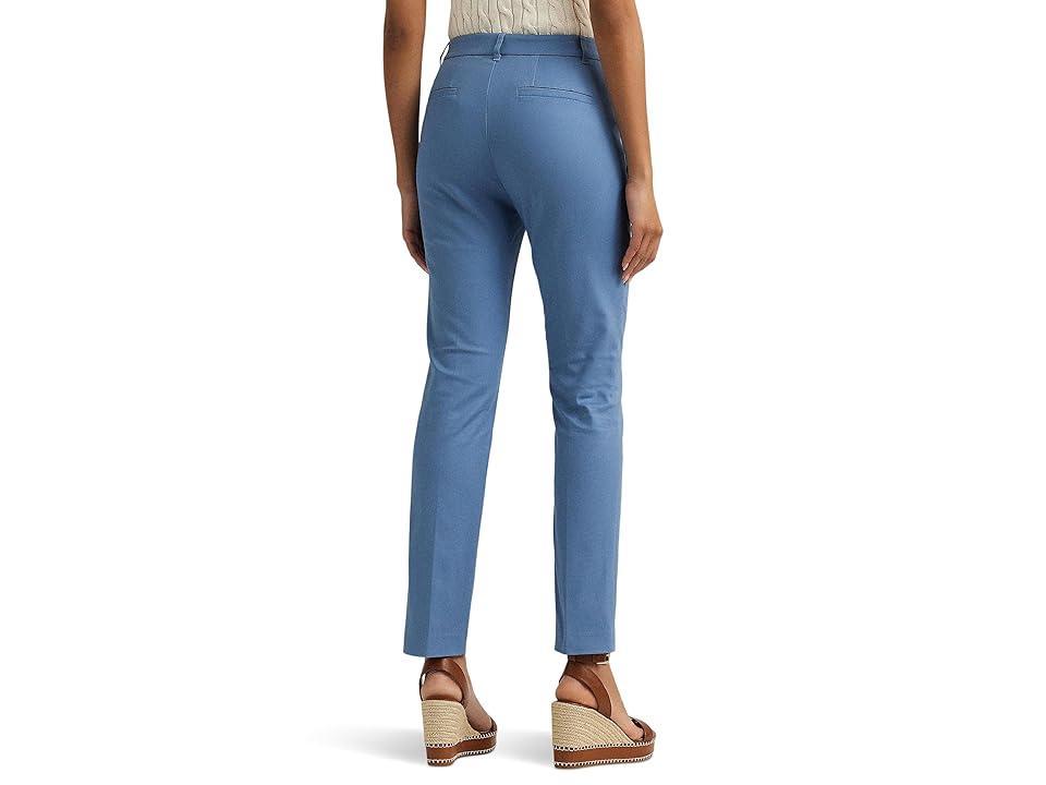 Lauren Ralph Lauren Stretch Cotton-Blend Pants (Pale Azure) Women's Casual Pants Product Image