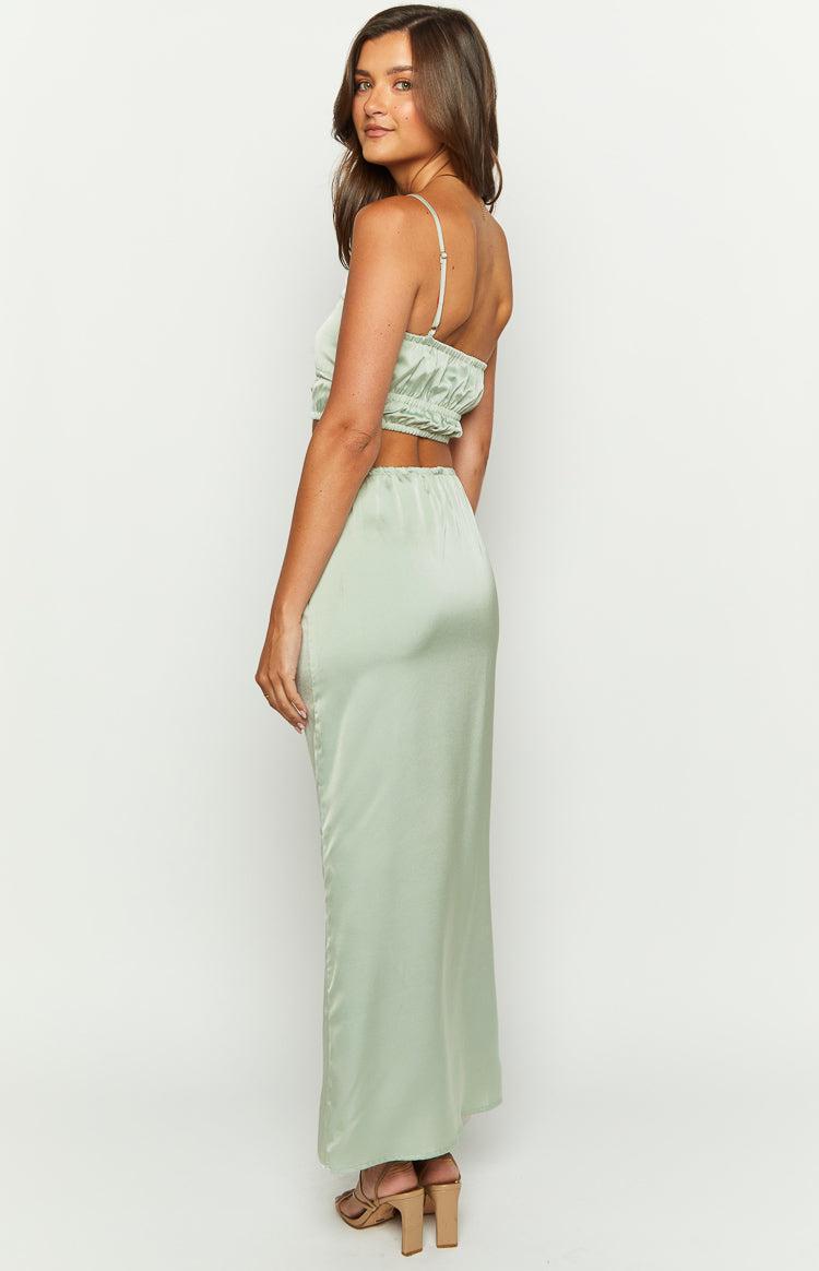 Lala Sage Satin Maxi Skirt Product Image