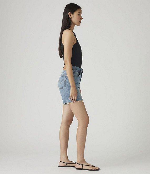 Levi's® 501® Original High Rise Mid Thigh Frayed Hem Denim Shorts Product Image