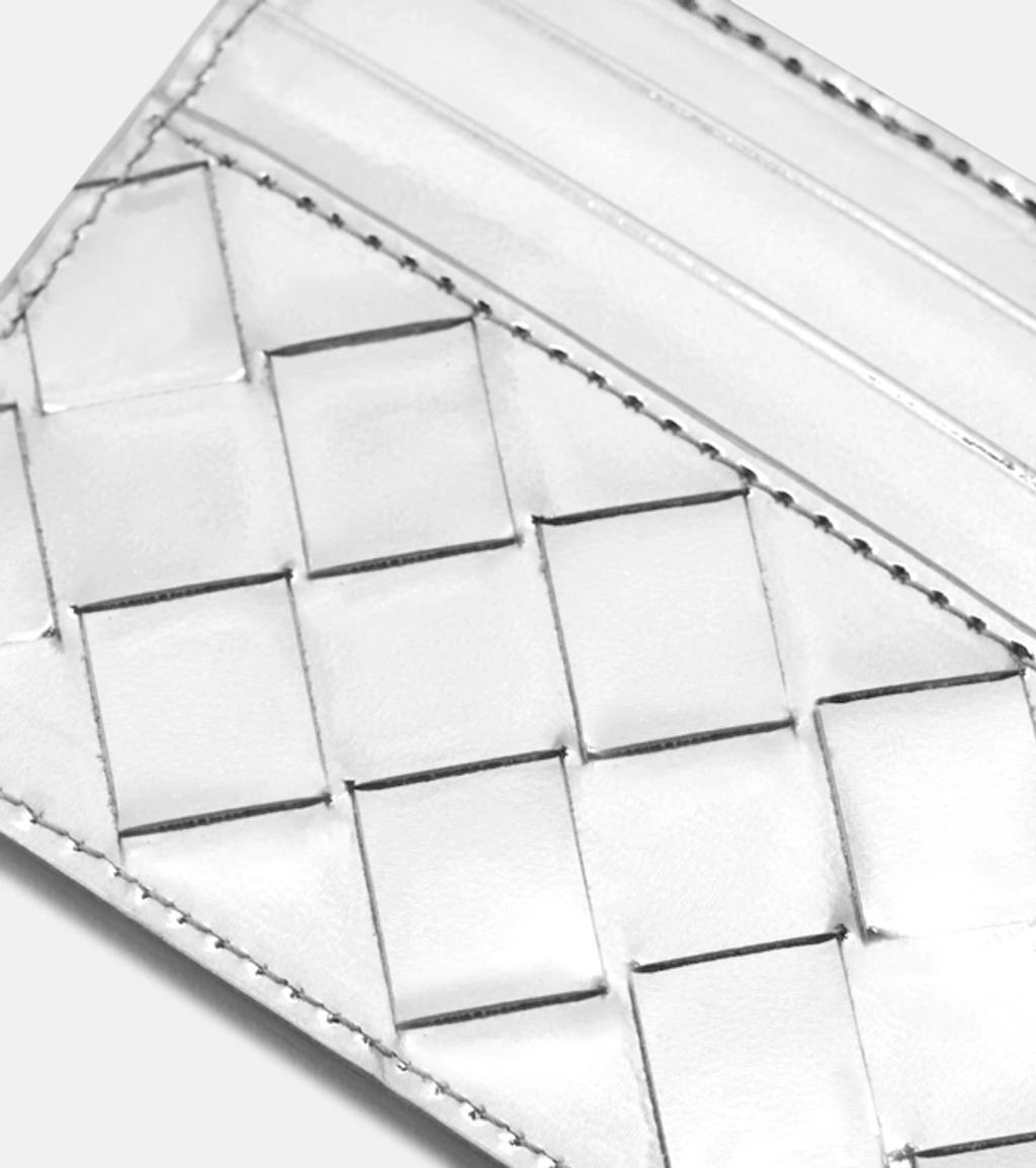 BOTTEGA VENETA Intrecciato Leather Card Holder In Silver Product Image