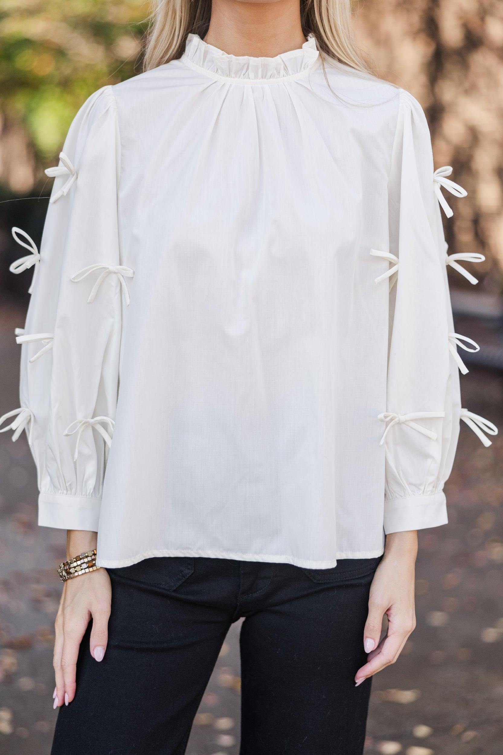 All Up To You Vanilla White Bow Detail Blouse Female Product Image