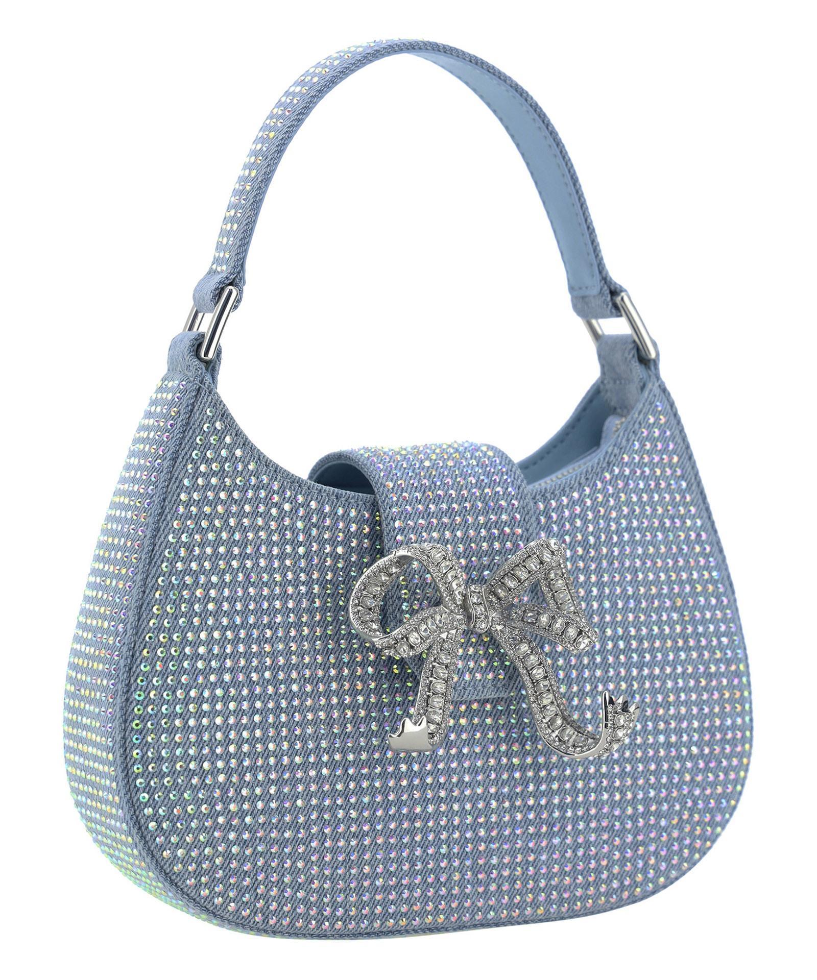 Denim Cresent Hobo Bag In Blue Product Image