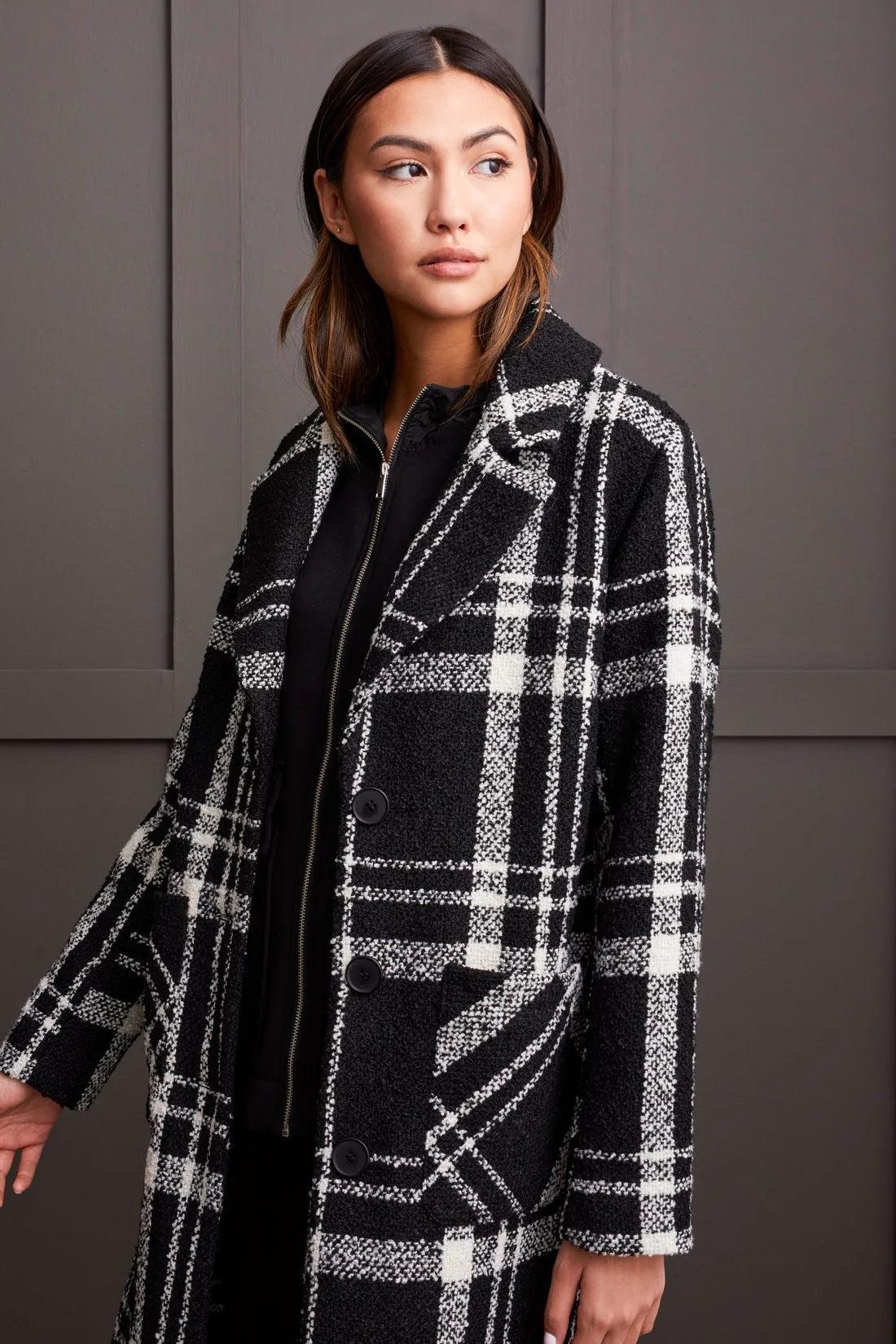 BOUCLE PLAID DUSTER COAT Product Image