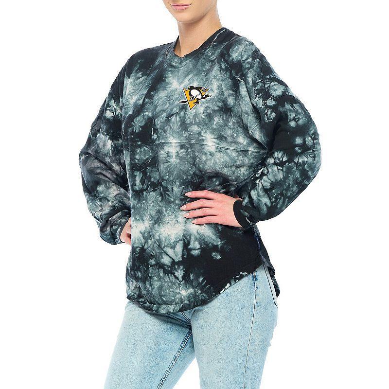 Women's Fanatics Branded Black Boston Bruins Crystal-Dye Long Sleeve T-Shirt,  Product Image